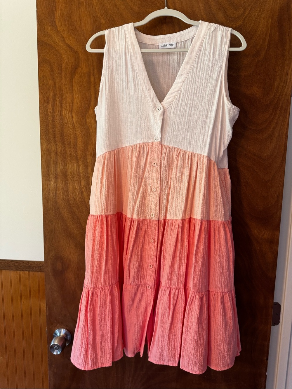 Calvin Klein Pink Ombre Tiered Button Dress